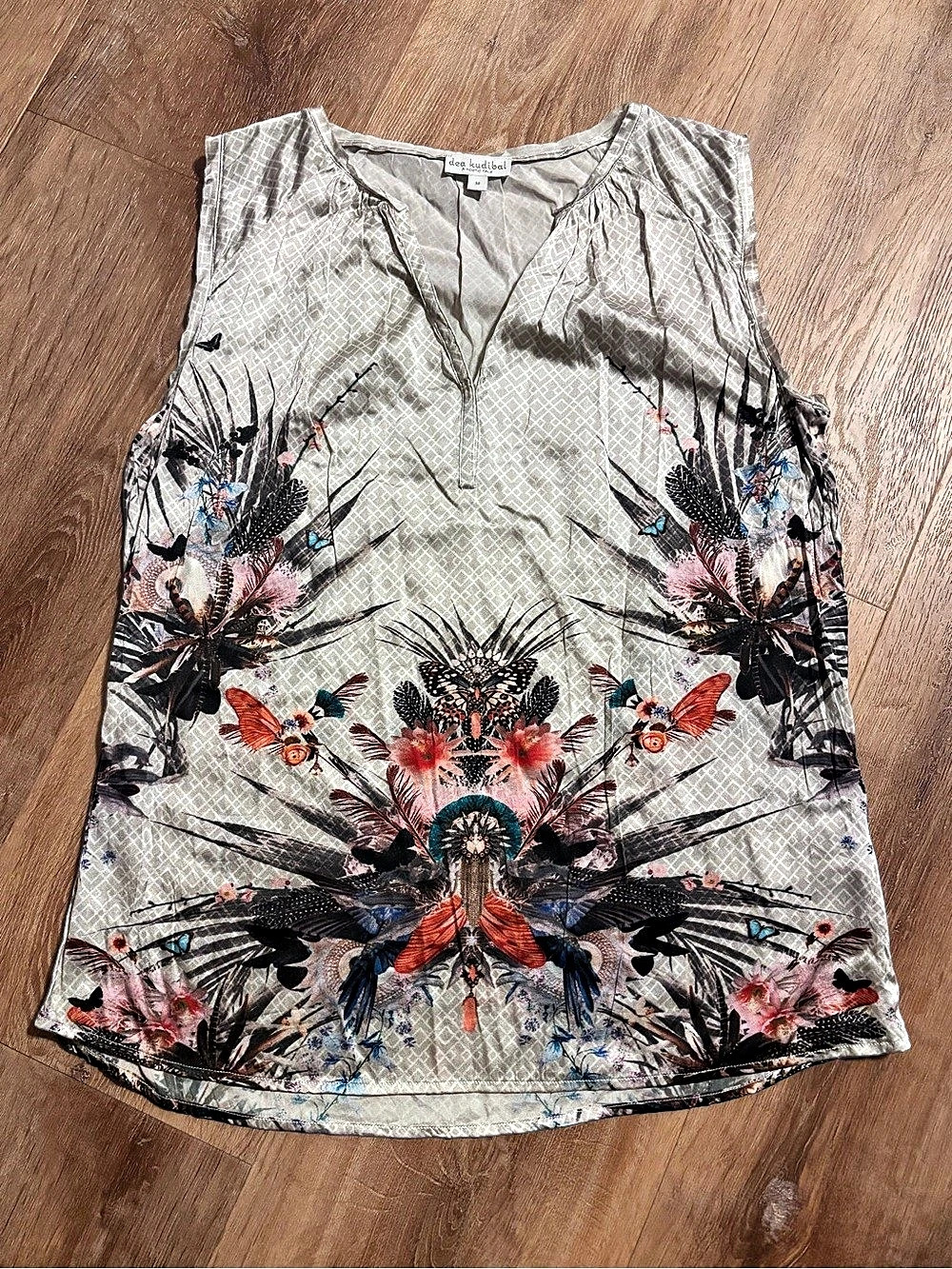 Dea Kudibal Printed Silk Blouse Gray Medium